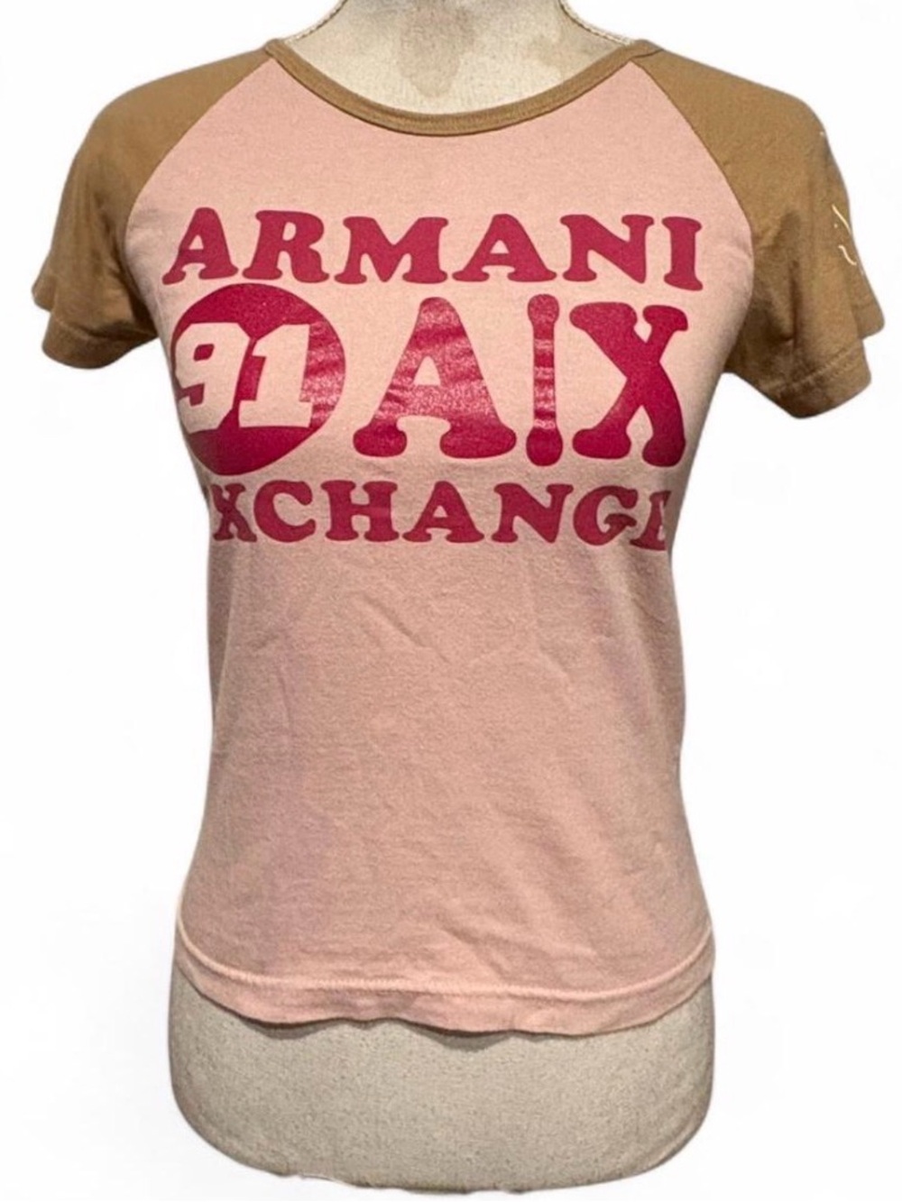 Vintage Y2K Armani Exchange Pink Brown Graphic Size XS
